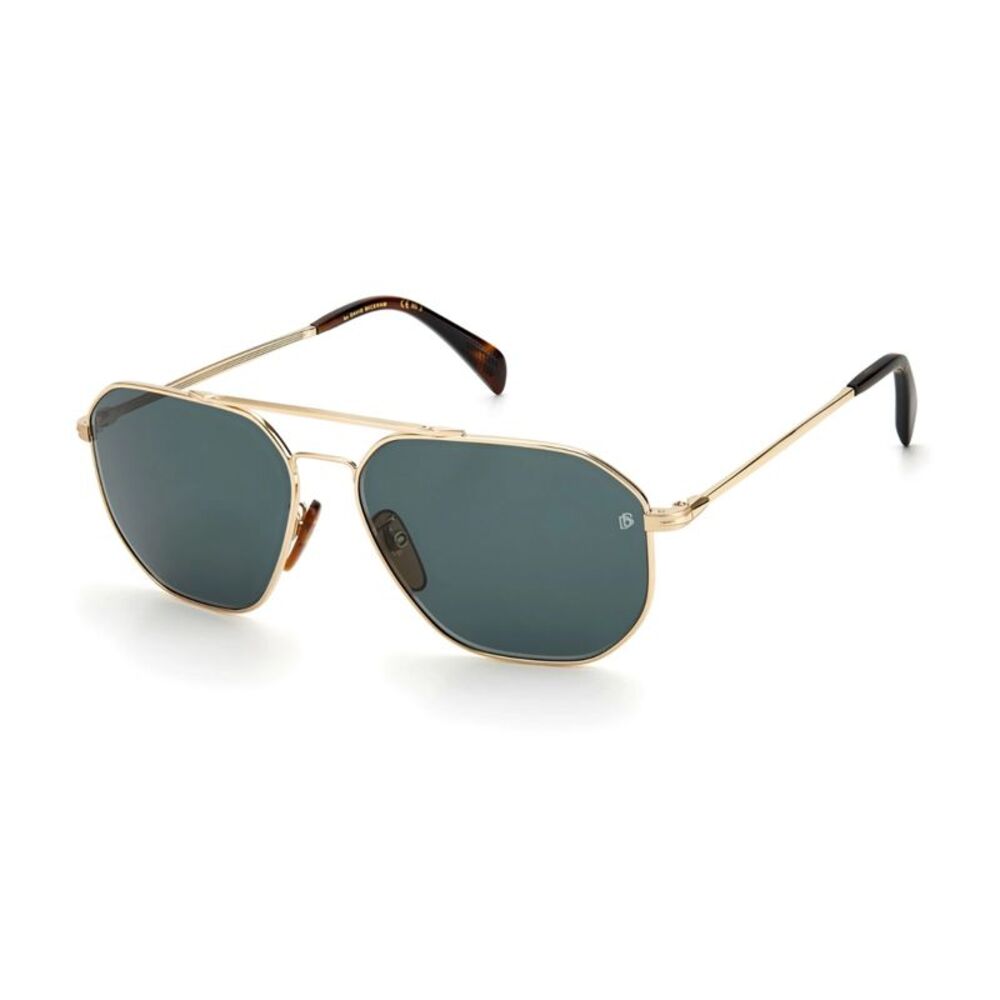David Beckham Sunglasses Aviator Full Rim, Gold/Havana Frame and Green Lens